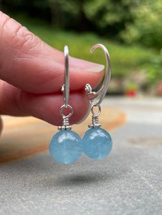 Aquamarine Earrings Sterling Silver Leverback Earrings - Etsy Aquamarine Gemstone Dangle Jewelry, Handmade Aquamarine Dangle Earrings, Silver Aquamarine Dangle Earrings, Aquamarine Gemstone Drop Earrings, Aquamarine Dangle Earrings With Ear Wire, Aquamarine Drop Earrings With Ear Wire, Aquamarine Earrings Gift, Aquamarine Round Jewelry With Matching Earrings, Aquamarine Matching Earrings Jewelry