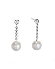 Pearl Dangle Earrings Essential Jewelry, Dazzling Earrings, Pearl Dangle Earrings, Green Lake, Jewelry Essentials, White Gold Earrings, Pearl Earrings Dangle, Classic Gold, Gold Hoops