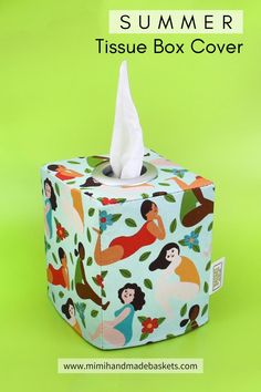 a tissue box cover with an image of women on it and the words summer tissue box cover