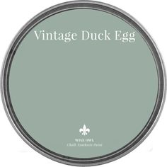 the vintage duck egg is green with white lettering