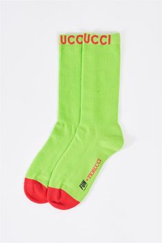 🖤 Neon Green & Red🖤 Fiorucci Brand - Red logo text detail🖤 Mid calf length, stretchy🖤 Trendy accent, looks cool with sneakers Mid Calf Socks, Logo Text, Red Logo, Calf Socks, Neon Green, Mid Calf, Socks, Neon, ? Logo