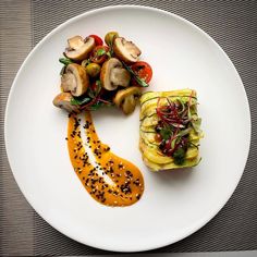 a white plate topped with different types of food