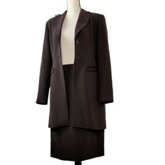 Excellent Pre Owned Condition. Never Worn. No Flaws. Classic Skirt Suit. Skirt Has Zipper In Back, Kick Pleat. Jacket, Blazer, Suit Coat Has Button Front, Two Buttons, Front Pockets. Pockets Are Still Stitched Together. Very Classy, Stylish. Career. Brown Skirt Set Suit. Jacket Measurements, Pit To Pit 19" Length From Shoulder To Hem 33" Sleeves 25" Skirt, Waist 14.5" Hips 20" Length 24"Dark Brown, Long Jacket. Very Chic, Professional. Classic Skirts, Brown Skirt, Brown Suits, Suit Coat, Bill Blass, Brown Skirts, Kick Pleat, Brown Vintage, Long Jacket