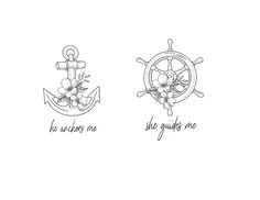 two anchors and an anchor with the words, no another me she guides me on them