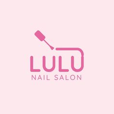 the logo for a nail salon with a pink background and an image of a brush