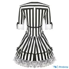 a black and white striped dress with lace