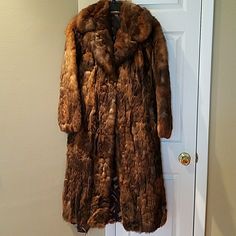 Full Length, Very Warm Fur Coat. Fully Lined, Long Sleeves. I Was Told It Was Opposum, But Not Exactly Sure. I've Stored This Coat And Is In Great Condition. Haven't Worn It In Years. Has Hooks Down The Front And Also Has A Leather Belt And Pockets On The Side. There Are No Tags Or Labels On The Inside. Leather Belt, Fur Coat, Full Length, Jackets & Coats, Jackets For Women, Long Sleeves, Tags, Long Sleeve, Leather