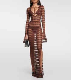 Find AYA MUSE Semi-sheer Lace Maxi Dress on Editorialist. Made in China. Material: 100% viscose. Care instructions: dry clean. Designer color name: Chocolate. Muse Dress, Aya Muse, Sequin Maxi, Sequin Maxi Dress, Lace Maxi, Lace Maxi Dress, Lace Design, Sheer Lace, Evening Wear