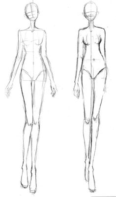 two female mannequins are shown in this drawing