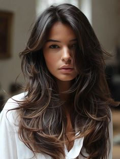 53 Trendy Long Layered Haircuts for 2024 Rich Brunette Balayage Hair, Perfect Balayage, Sunkissed Hair, Brunette Balayage, Brunette Hair With Highlights, Long Hairstyle, Tutorial Ideas, Caramel Highlights