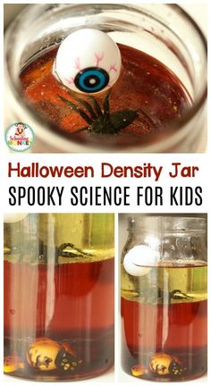 halloween density jar spooky science for kids with an eyeball in the jar