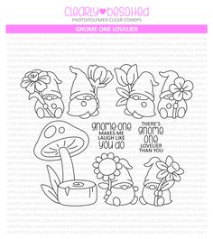 the clear stamp set features an image of mushrooms and flowers