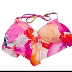 Mynah Bikini Top Nwt Women Extra Extra Large Tropical Pink White 84% Nylon 16% Elsstane New With Tag Same Day Next Day Shipping Smoke-Free Pet-Free Home Size Xxl Underwire Halter Top For Sunbathing In Summer, Summer Halter Top With Underwire For Swimming, Underwire Halter Top For Sunbathing, Underwire Halter Top For Summer Swimming, Summer Pink Lined Tankini, Pink Lined Summer Tankini, Spring Pool Halter Top, Bra Friendly, Summer Poolside Halter Top With Underwire, Summer Pool Halter Top With Underwire