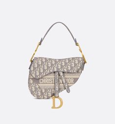 Saddle Bag Gray Dior Oblique Embroidery | DIOR Dubai Shopping