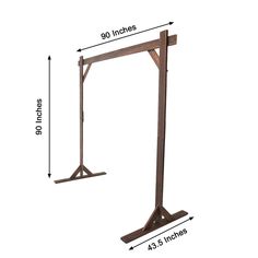 a wooden frame with measurements for the top and bottom