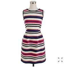 Tags Removed But Never Worn J. Crew Multi Stripe Dress. Size 8, Bust Measures 18 Inches Across, Waist 16 Inches. $158 Neon Pink Shorts, Short Black Cocktail Dress, Gingham Linen, Nautical Dress, Blue Striped Dress, Short Dresses Casual, Stripe Dress, Sleeveless Sheath Dress, Night Out Dress