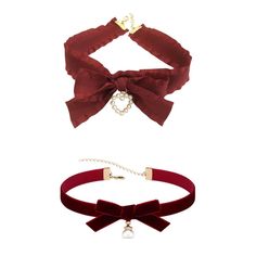 ✦ Breathe festive cheer into every look with this XMAS bunny girl-inspired bow choker necklace! Red velvet and a pearl and heart pendant all come together to create a feminine, fun and party-vibe must-have for the holiday season - a special piece of jewelry to celebrate the festive season! ----------- DETAILS ----------- - Pattern: Pearl Bow/ Bow Heart - Materials: Alloy, Simulated Pearl, Velvet - Length: 28.5cm +6cm - Band Width: 4.7cm - SKU: XL0342 Bow Choker Jewelry For Parties, Elegant Bow Choker Jewelry, Red Bow Necklace, Pink Bow Necklace, Pearl Bow Necklace, Tie Choker, Bow Choker, Christmas Bow Tie, Party Vibe