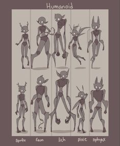 an animation character sheet with various poses and expressions for each character in the animated film