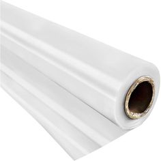 a roll of white plastic sheeting on a white background