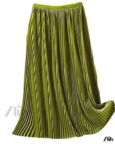 Zlily - Velvet Pleated Skirt - A Glamorous Half-Length Skirt Green Stretch Maxi Skirt With Pleats, Green Flowy Maxi Skirt For Fall, Green Maxi Skirt For Winter, Green Pleated Maxi Skirt For Fall, Cheap Green Pleated Skirt, Green Winter Maxi Skirt, Green Pleated Winter Skirt, Green Stretch Pleated Maxi Skirt, Green Pleated Stretch Maxi Skirt