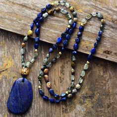 Lapis  Jasper Necklace Treasure Jewelry, Lapis Pendant, Healing Stones Necklace, Lapis Lazuli Pendant, Bohemian Women, Natural Stones Necklace, Jasper Necklace, Bohemian Necklace, Trendy Necklaces