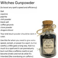 Spells To Do On Halloween, Witches Gunpowder, Curse Breaking Spell, Safety Spell, Spell Powders, Blockbuster Spell, Sour Jar Spell, Nightmare Spell, Purification Spell