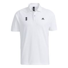 Men's Adidas Wj Casual Sports Breathable Double Buttons Short Sleeve White Polo Shirt H39323 Breathable Cotton Polo Shirt For Sports, Sporty Relaxed Fit Polo Shirt For Sports, White Breathable Cotton Polo Shirt, Breathable White Cotton Polo Shirt, Casual Adidas Logo Tops For Training, Sporty Breathable Cotton Polo Shirt, Casual Adidas Tops For Training, Sporty Polo Shirt With Three Stripes Branding, White Breathable Polo Shirt For Sports Season