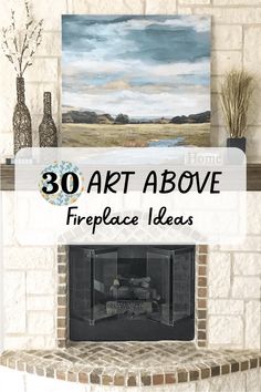 a fireplace with the words, 30 art above it and an image of a fire place