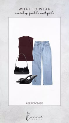 Early fall outfit inspo!! Midsize Fashion Fall, Red Shoulder Bag, Jeans Outfit Fall, Midsize Fashion, Early Fall Outfit, Coquette Bow, Outfit Fall, Jeans Outfit, Early Fall