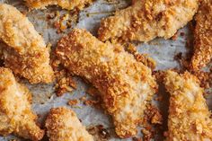 fried chicken pieces on a baking sheet ready to be eaten