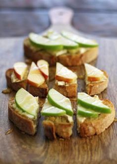 slices of bread with apple slices on them