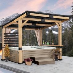 a hot tub sitting on top of a patio