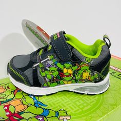 Teenage Mutant Ninja Turtle Boy Shoes Playful Non-slip Closed Toe Sneakers, Green Sneakers With Rubber Sole For Playtime, Playful Sneakers With Soft Sole And Closed Toe, Non-slip Round Toe Sneakers For Play, Multicolor Closed Toe Synthetic Sneakers, Playful Green Round Toe Sneakers, Multicolor Synthetic Closed Toe Sneakers, Synthetic Round Toe Sneakers For Playtime, School Sneakers With Soft Sole And Closed Toe