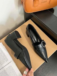 LBSFY - Black Brown Women Pumps Loafers Pointed Toe Rivet Design Shallow Slip On 2023 Party Pumps Flat Mid Heeled Dress Shoes Woman Size 5.5=35=22.5cmSize 6=36=23cmSize 6.5=37=23.5cmSize 7=38=24cmSize 7.5=39=24.5cm 2023 Party, Party Pumps, Brown Women, Dress Shoes Womens, Shoes Woman, Pumps Flat, Black White Red, Black Flats, Brown Beige