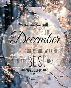 the words hello december you're the last one so be the best one on a frosty background