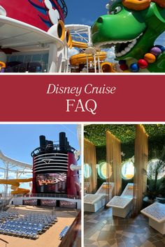 the disney cruise faq is shown in three different pictures