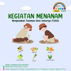 an advertisement for the indonesian children's book kegetatan menanam