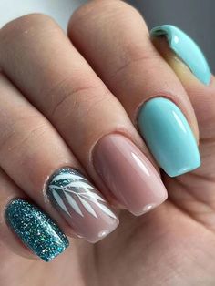 Multicolor  Collar   Plants Color Nails Embellished   Nail,Hand & Foot Care Dip Powder Nails Summer 2024, Nails Pics, Summer Dip, Dip Nail, Nagel Tips, Lady Fingers, Flower Nail Designs, Fake Nails With Glue, Blue Nail