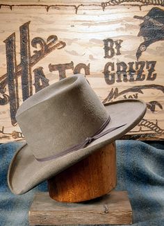 "UPDATED PRODUCTION TIME: ALL hat orders will be in the current production time of 10-12 WEEKS. If possible we will ship sooner. Lil Grizz is determined to give each hat the needed time and attention to detail. SILVERADO - This style is a wide brimmed variation of the standard Fedora hat. It has accentuated creases on the front and sides of the center point. It also has tight hand rolls on the front/sides of the standard cowboy brim. This hat is carries you back to the eras of Westerns and count Solid Wool Hat With Flat Crown, Fur Felt Ranch Hat With Flat Crown, Solid Flat Brim Felt Hat For Western-themed Events, Fur Felt Hat With Flat Crown For Ranch, Fur Felt Flat Crown Hat For Ranch, Solid Color Flat Brim Felt Hat For Western-themed Events, Solid Felt Hat With Flat Brim For Western-themed Events, Fur Felt Hat With Flat Crown, Western Style Fur Felt Hat With Flat Crown