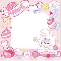 an image of a pink frame with teddy bears