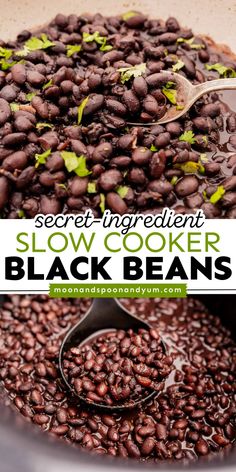 This slow cooker black beans recipe is definitely one of our favorite “set it and forget it” dishes in the kitchen! Forget about slaving away while cooking beans at the stovetop. Using a slow cooker can easily turn your dried beans into something that’s flavor-packed, tender, and comforting! Black Bean Slow Cooker, Dried Black Beans Slow Cooker, Cooking Dried Black Beans, Cooking Dried Beans In Crockpot, Recipes Using Dried Black Beans, Black Bean Slow Cooker Recipes, Slow Cooker Black Beans And Rice, Bean Mix Recipe, Crockpot Black Beans And Rice