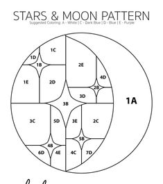 the stars and moon pattern is shown in black and white, as well as an image of