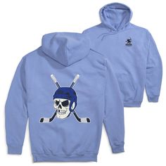 Get ready for Halloween with our Chill to the Bone hockey sweatshirt! Featuring a chilling design on the back, it's perfect for cooler weather and showcasing your love for hockey and Halloween. Whether you're playing a game or celebrating the spooky season, this sweatshirt is a slam dunk. Winter Fan Merchandise Tops With Team Logo, Winter Fan Merchandise Top With Team Logo, Team-colored Winter Sweatshirt For Fans, Winter Team Logo Sweatshirt For Streetwear, Sports Fan Cotton Hoodie Sweatshirt, Winter Streetwear Sweatshirt With Team Logo, Winter Pre-shrunk Sweatshirt For Fan Gear, Sports Fan Cotton Hoodie With Graphic Print, Winter Sweatshirt For Fans With Team Name