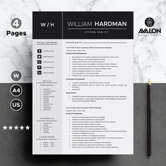 a professional resume template with black and white colors