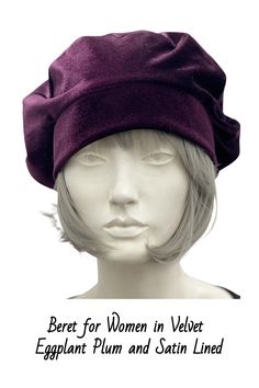 Beret for Women in Velvet Eggplant Plum and Satin Lined https://www.bostonmillinery.com/products/beret-for-women-in-velvet-eggplant-plum Fabric Hats, Bespoke Hats, Your Lips, Stretch Velvet, About Fashion, Eggplant, A Smile, In The Heights, Plum