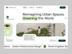 the green infrastructure website is displayed on a computer screen, with an image of a man in