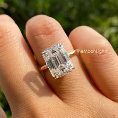 Description of Ring ●Stone : → Lab Created Simulated(CZ) Diamond ● Center Stone Details → Shape: Emerald Cut → Weight: 5.25 Carat → Size: 12x8 MM    → Color - Colorless → Clarity: Flawless 6A → Cut: Brilliant → Make: High Quality ●Metal : 925 Solid Sterling Silver              : 14K White Gold Plated              : 14K Yellow Gold Plated              : 14K Rose Gold Plated ● Our Lab Simulated(CZ) Diamond Guarantee → We have use CZ high quality diamond in our jewelry and there are many quality of Rings Solitaire, Cz Rings, Emerald Cut Diamond Ring, Claw Prong, Types Of Diamonds, Emerald Cut Diamond, Eco Friendly Jewelry, Cz Ring, Gold Plated Rings