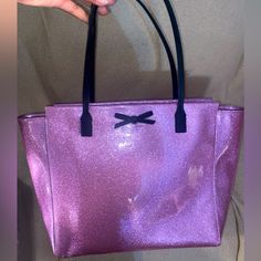 This Bag Is In Excellent Condition And Nwot! Glamorous Everyday Use Tote Bag, Kate Spade Pink Bags For Evening, Pink Kate Spade Bag For Evening, Pink Evening Bag With Double Handle, Pink Kate Spade Evening Bag, Glamorous Pink Rectangular Shoulder Bag, Pink Kate Spade Shoulder Bag For Evening, Luxury Glitter Bags For Everyday Use, Trendy Pink Kate Spade Bag