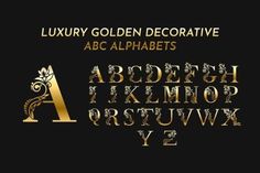 luxury golden decorative alphabet and numbers