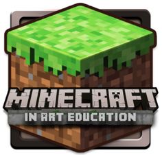 the logo for minecraft pocket edition, with an image of a green block on it